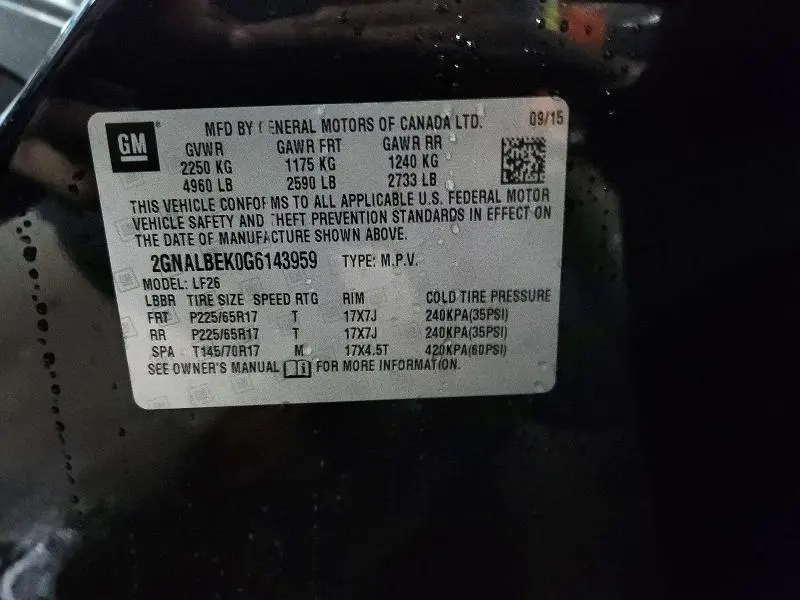 2016 CHEVROLET EQUINOX LS  