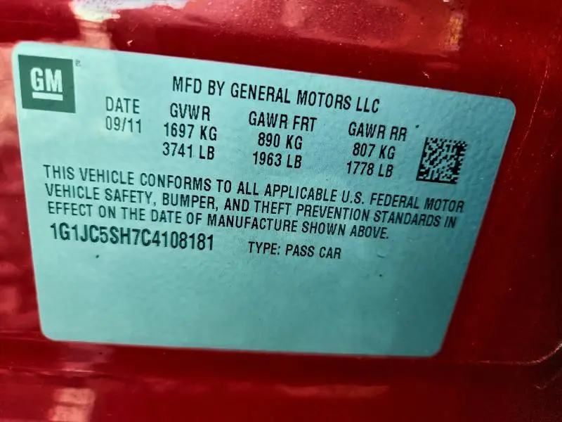 2012 CHEVROLET SONIC LT  