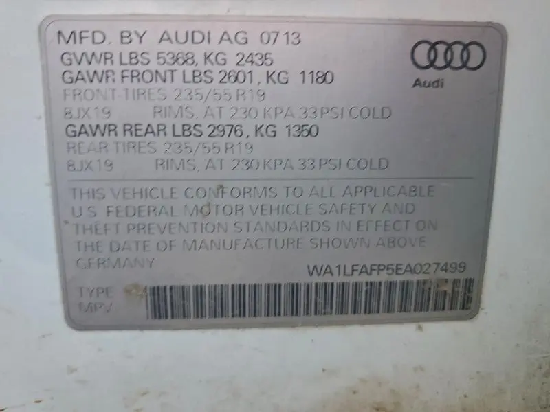 2014 AUDI Q5 PREMIUM PLUS  