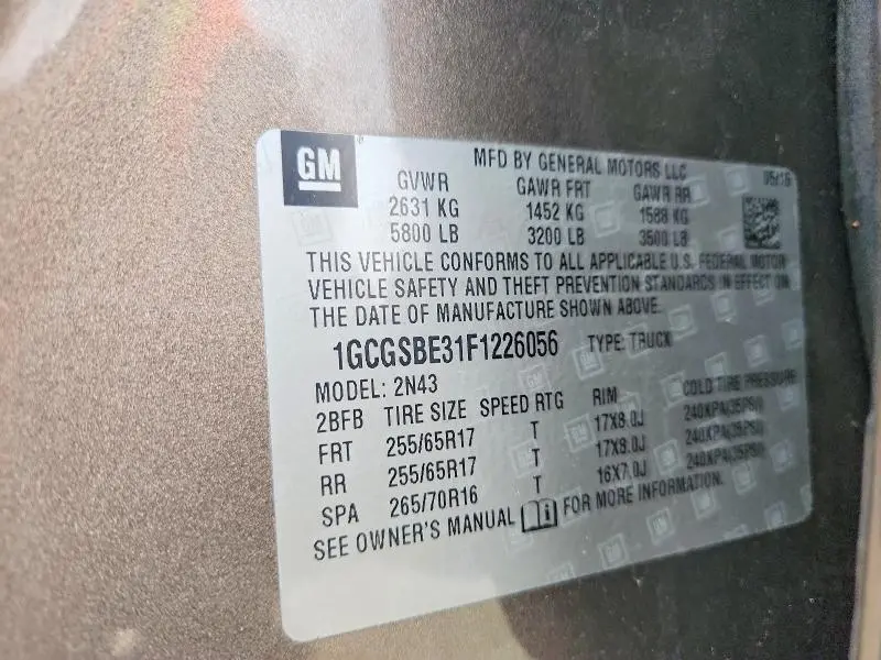 2015 CHEVROLET COLORADO LT  