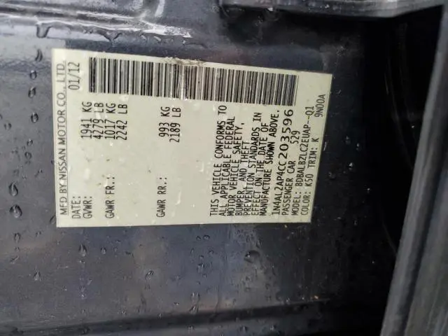 2012 NISSAN ALTIMA BASE  