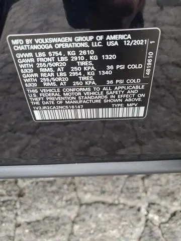 2022 VOLKSWAGEN ATLAS SE  