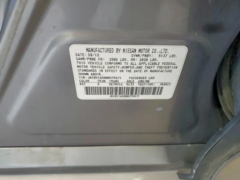 2011 INFINITI M37 X  