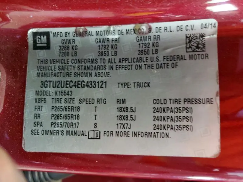 2014 GMC SIERRA K1500 SLE  