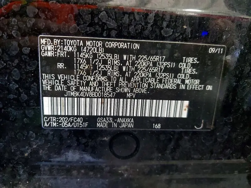 2011 TOYOTA RAV4 BASE  