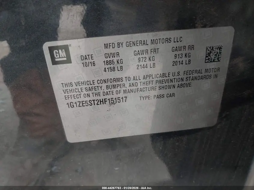 2017 CHEVROLET MALIBU 1LT