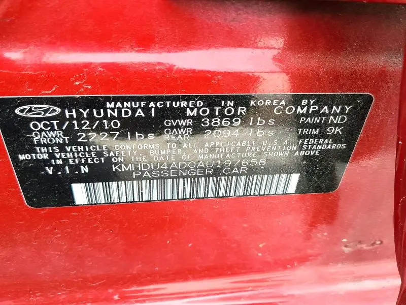 2010 HYUNDAI ELANTRA GLS  