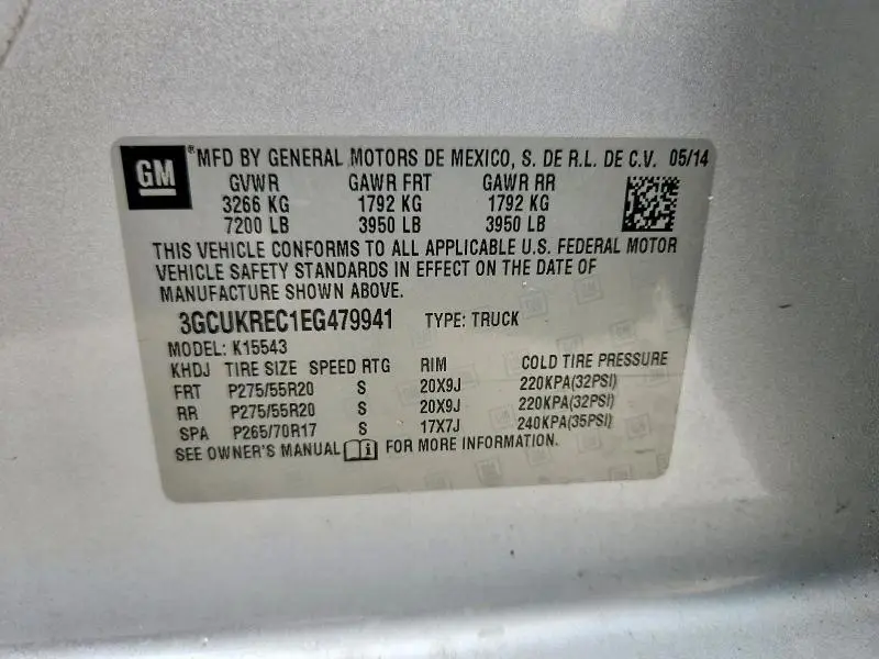 2014 CHEVROLET SILVERADO K1500 LT  