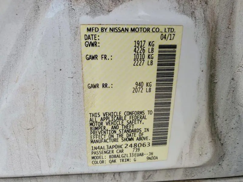 2017 NISSAN ALTIMA 2.5  