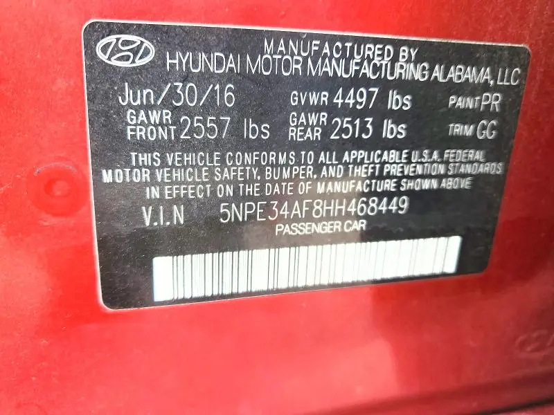 2017 HYUNDAI SONATA SPORT  