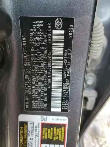 2012 TOYOTA CAMRY BASE  
