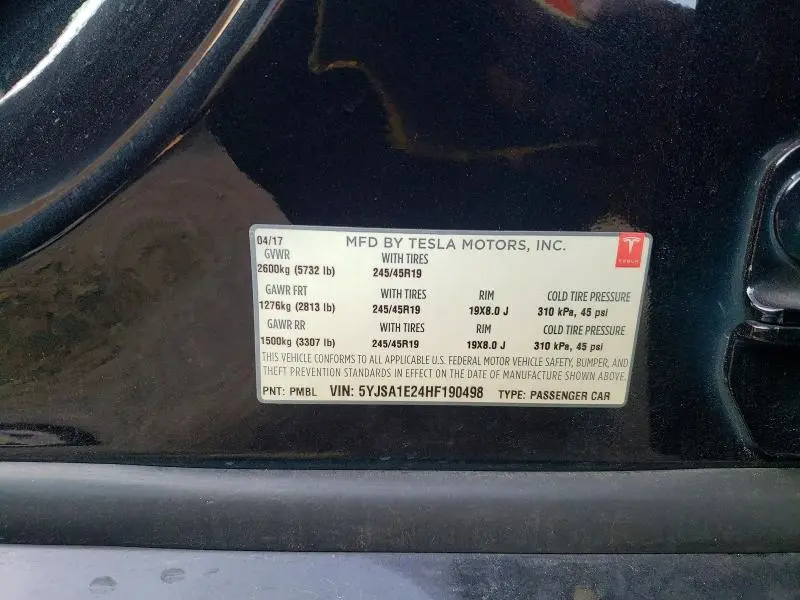 2017 TESLA MODEL S   