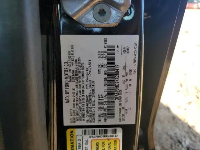 2019 FORD FUSION SE  