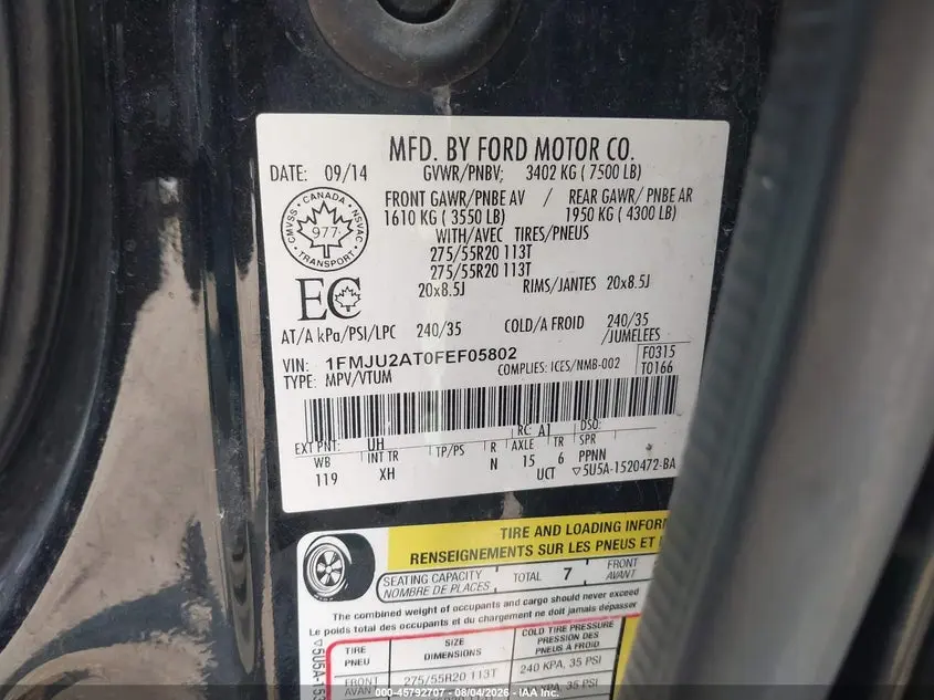 2015 FORD EXPEDITION LIMITED