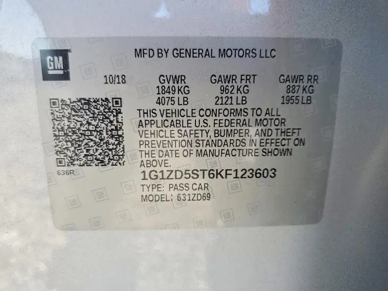 2019 CHEVROLET MALIBU LT  