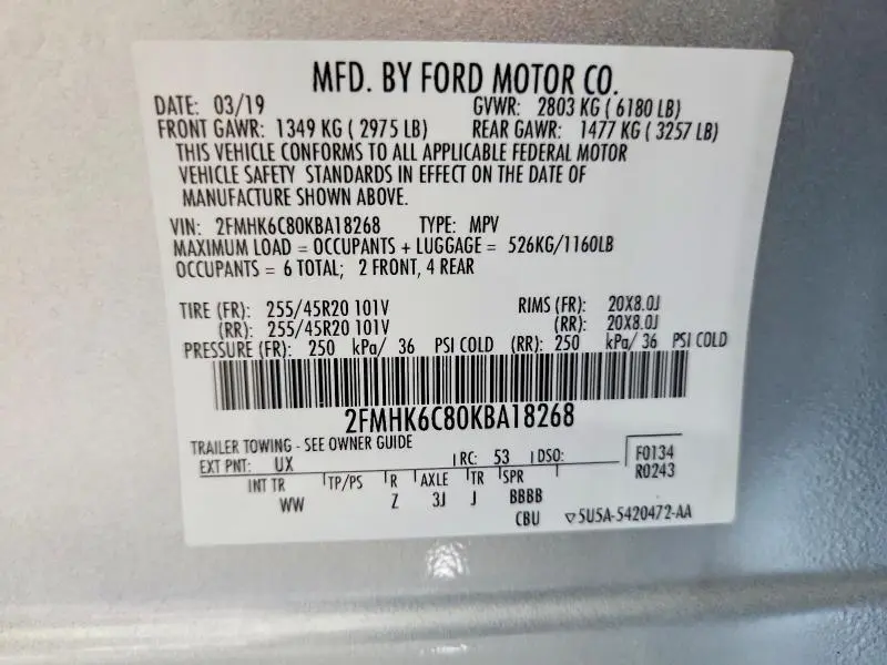 2019 FORD FLEX SEL  
