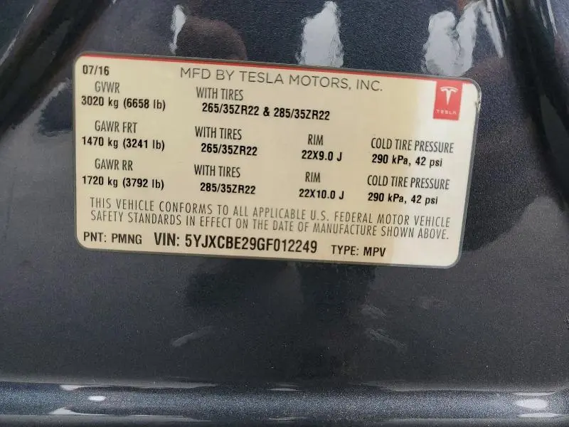 2016 TESLA MODEL X   