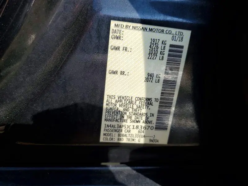 2018 NISSAN ALTIMA 2.5  