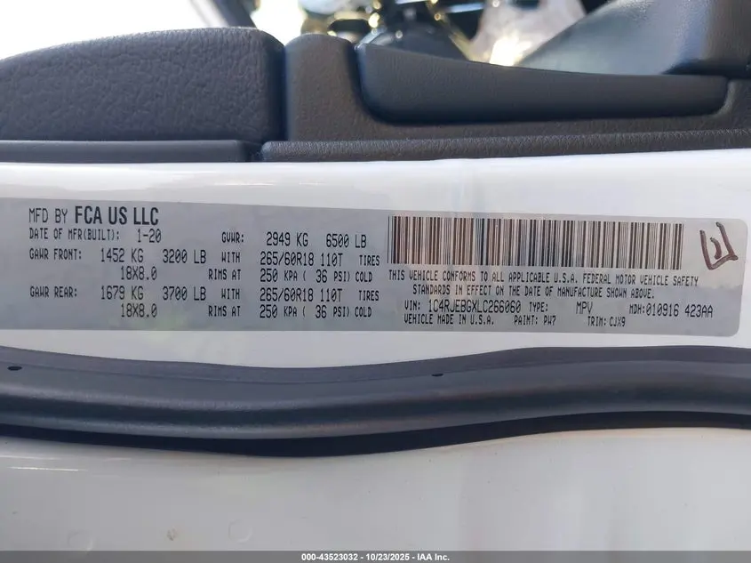 2020 JEEP GRAND CHEROKEE LIMITED 4X2