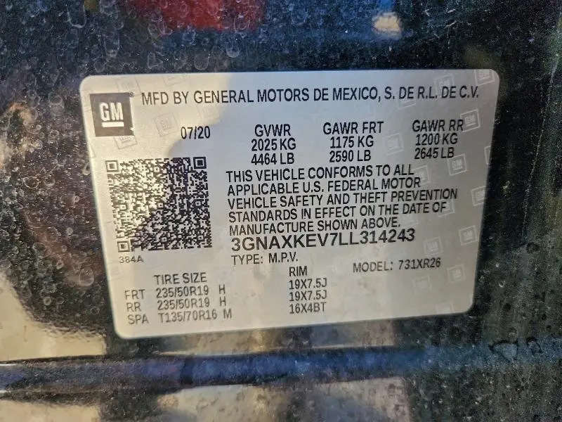 2020 CHEVROLET EQUINOX LT  