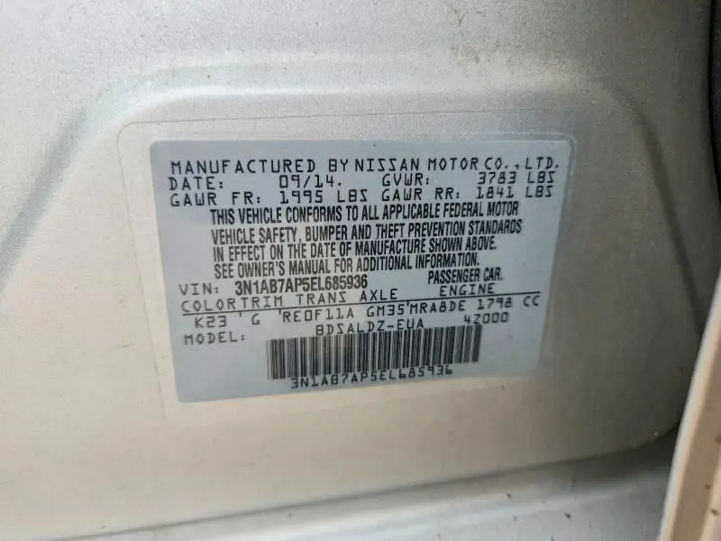 2014 NISSAN SENTRA SV  