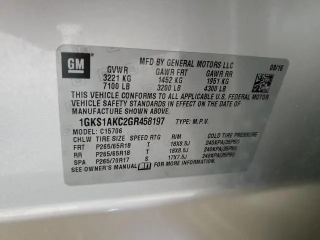 2016 GMC YUKON SLE  