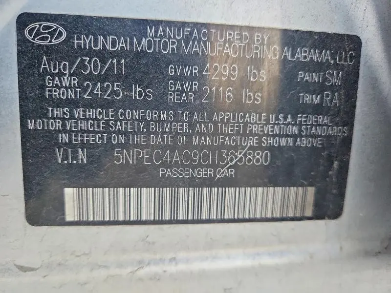 2012 HYUNDAI SONATA LIMITED  