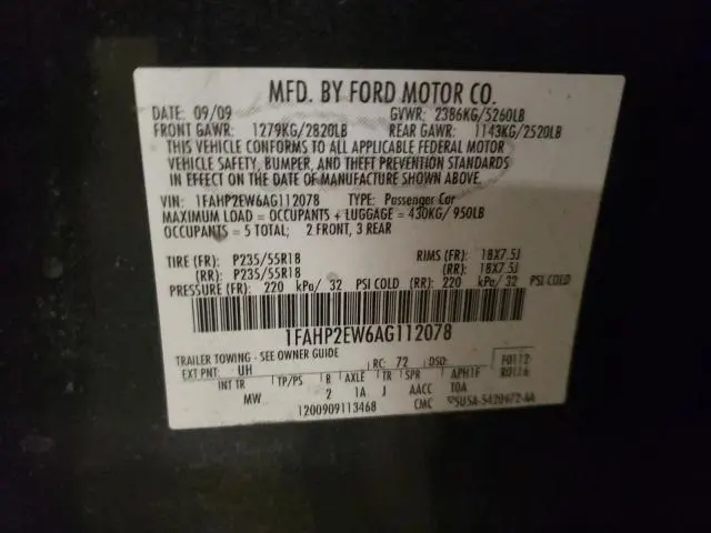 2010 FORD TAURUS SEL