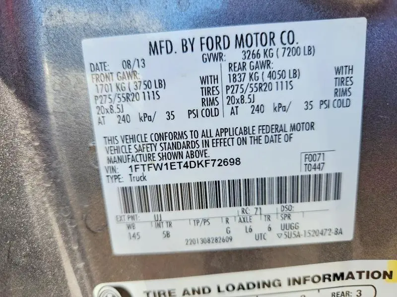 2013 FORD F150 SUPERCREW  