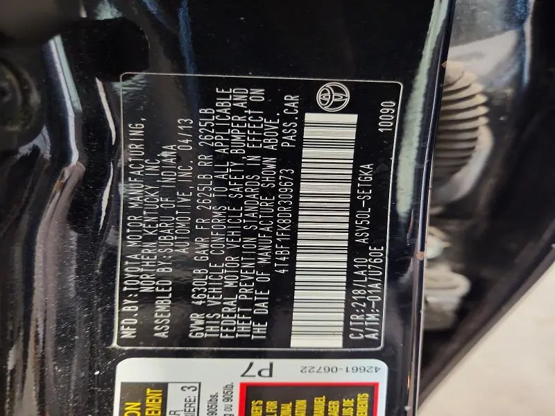 2013 TOYOTA CAMRY XLE  