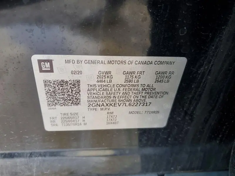 2020 CHEVROLET EQUINOX LT  