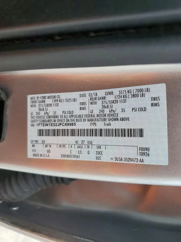 2018 FORD F150 SUPERCREW  