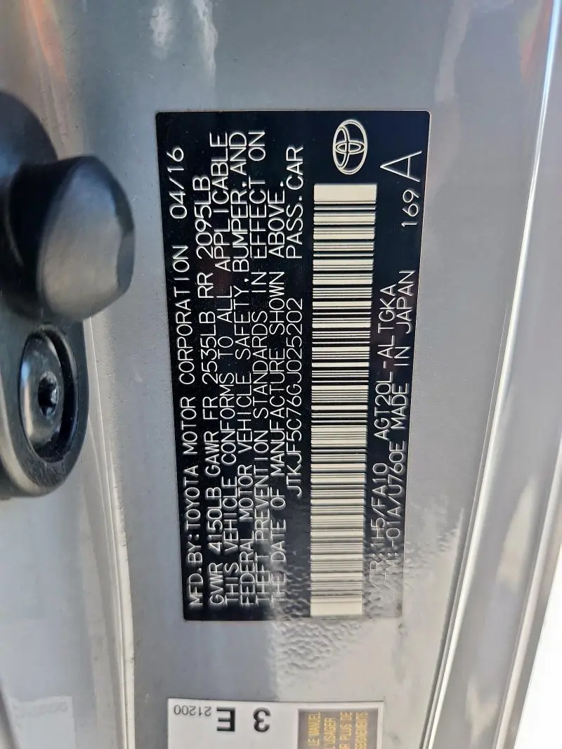 2016 TOYOTA SCION TC   