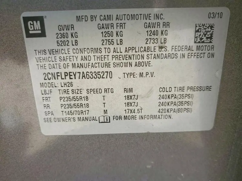2010 CHEVROLET EQUINOX LT  