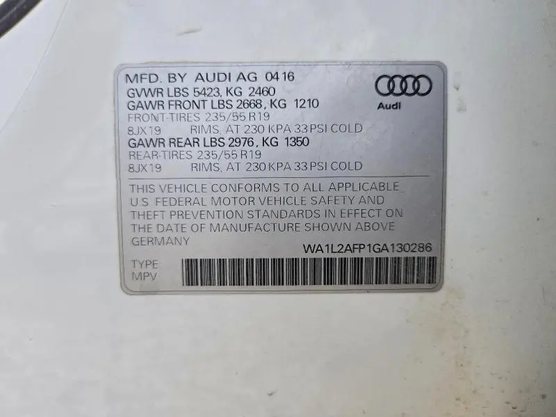 2016 AUDI Q5 PREMIUM PLUS  