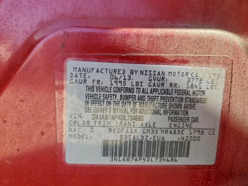 2013 NISSAN SENTRA S  