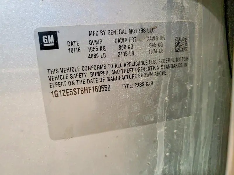 2017 CHEVROLET MALIBU LT  