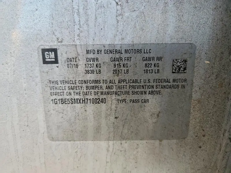 2017 CHEVROLET CRUZE LT  