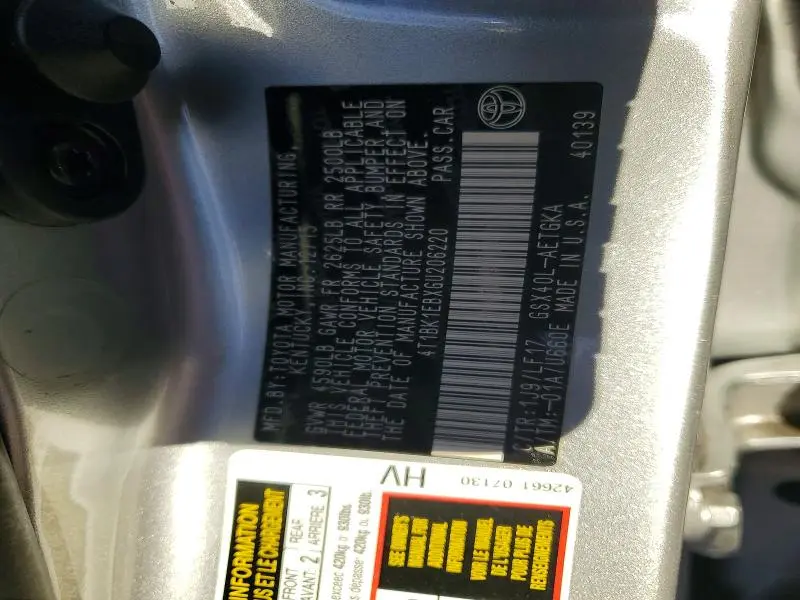 2016 TOYOTA AVALON XLE  