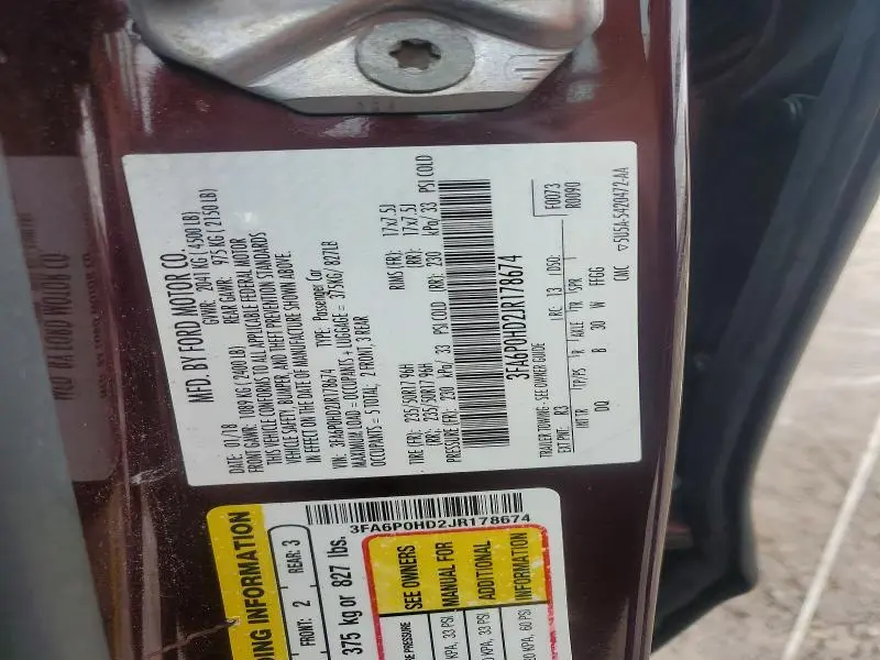 2018 FORD FUSION SE  