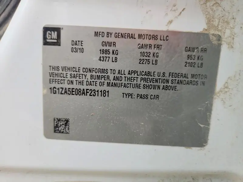 2010 CHEVROLET MALIBU LS  