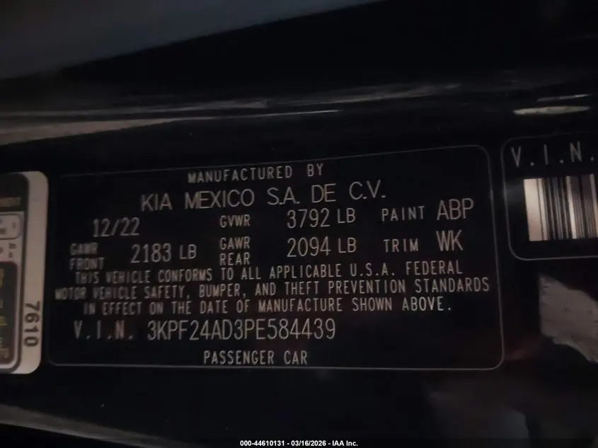 2023 KIA FORTE LXS