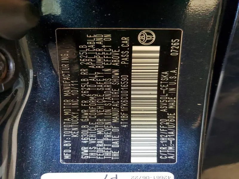 2012 TOYOTA CAMRY SE  