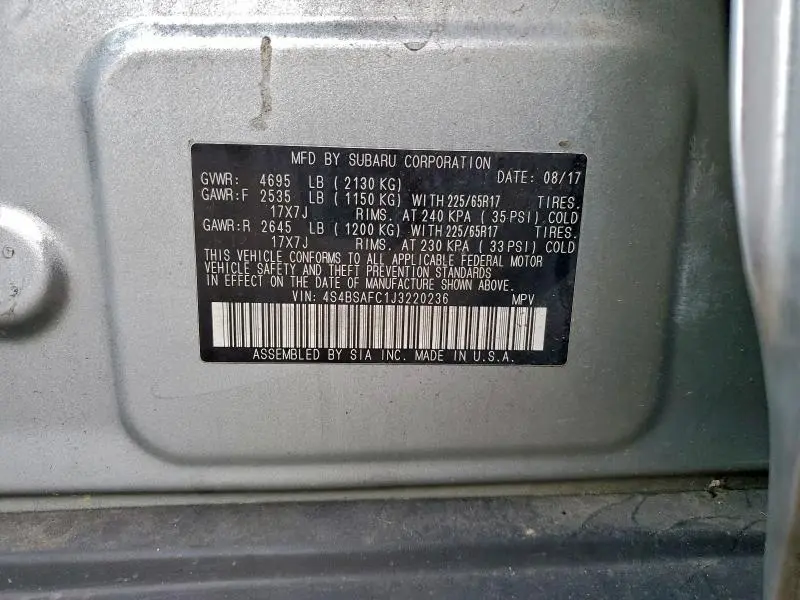 2018 SUBARU OUTBACK 2.5I PREMIUM  