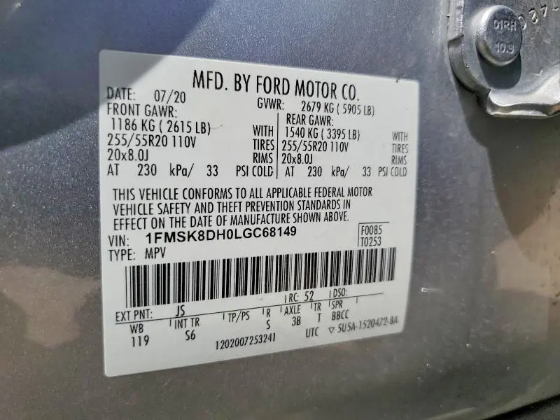 2020 FORD EXPLORER XLT  