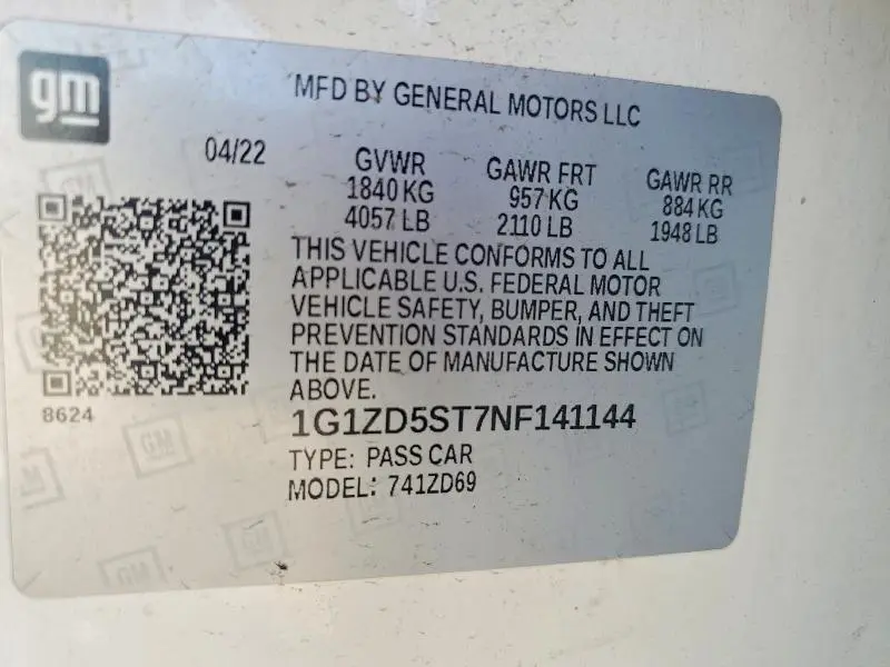 2022 CHEVROLET MALIBU LT  
