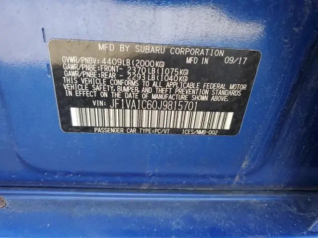 2018 SUBARU WRX PREMIUM  