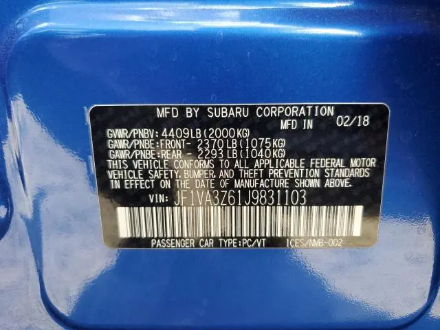 2018 SUBARU WRX STI LIMITED  