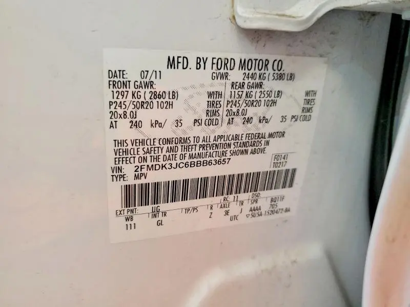 2011 FORD EDGE SEL  