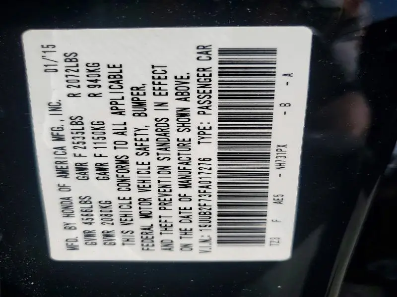 2015 ACURA TLX ADVANCE  